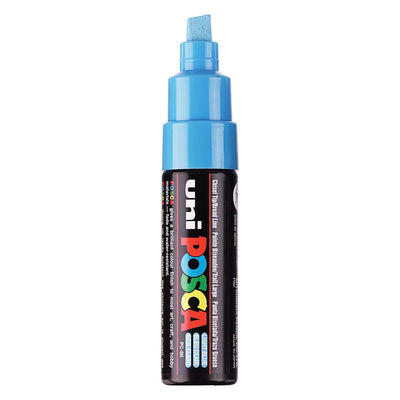 Uni posca verfmarker 8k lichtblauw - beitelpunt 8mm