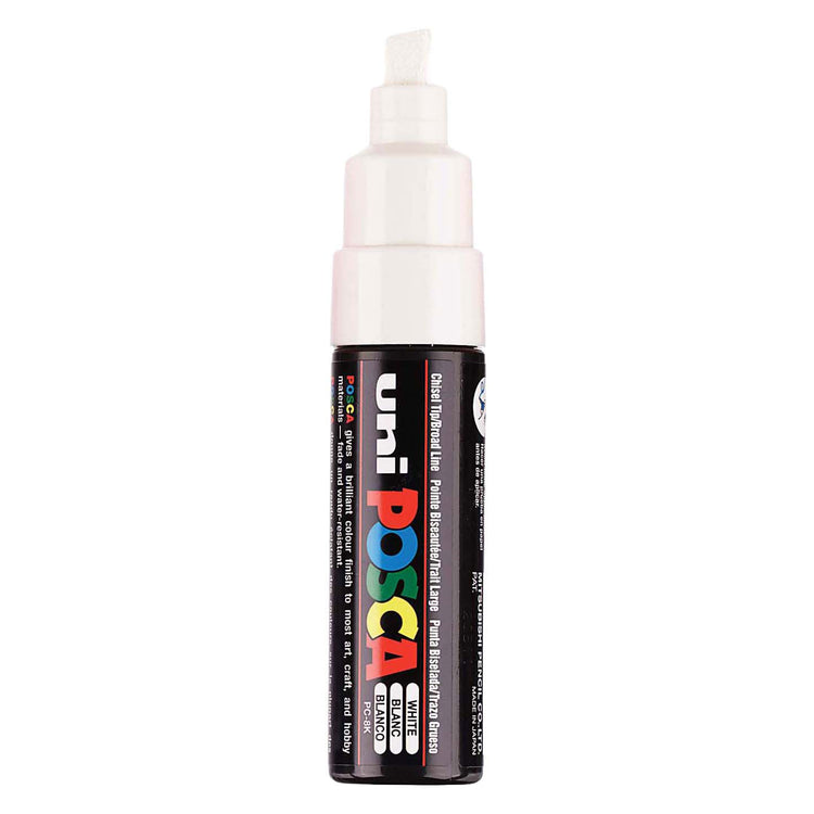 Uni posca verfmarker 8k wit - beitelpunt 8mm