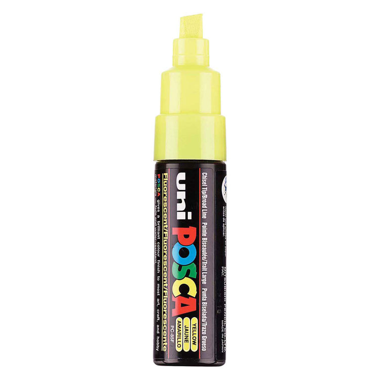Uni posca verfmarker 8k geel - beitelpunt 8mm