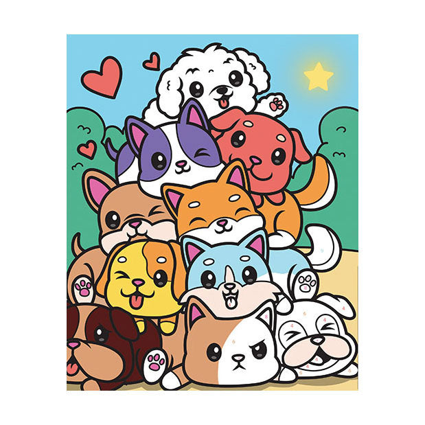 Graine creative graine schilderen op nummer set honden - incl. acrylverf en penseel