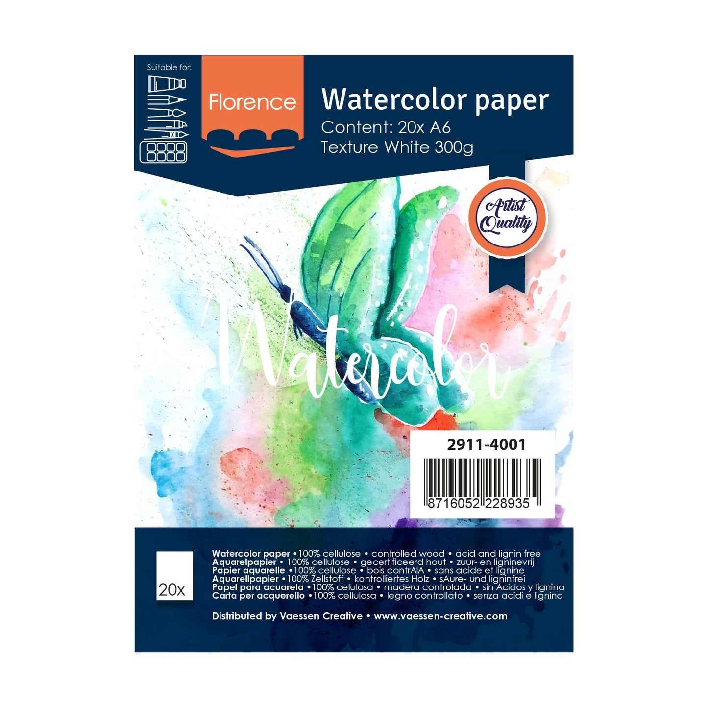 Florence • aquarelpapier 300g textuur a6 wit 20x