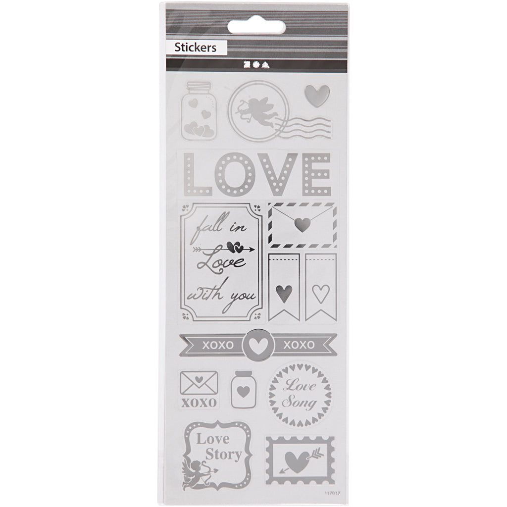Creativ company stickers zilver love, 1 vel