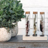 Ideas 4 seasons houten houder met 3 reageerbuizen met kurk stopper ã˜3x15cm