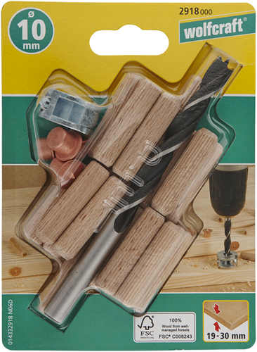 Wolfcraft deuvelset | ø10mm | 25-delig | 1 set - 2918000