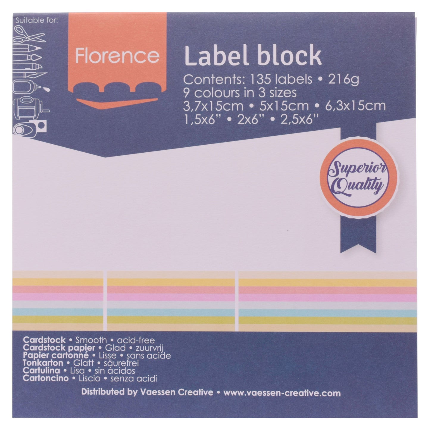 Florence • labelblok 216g pastels 135x