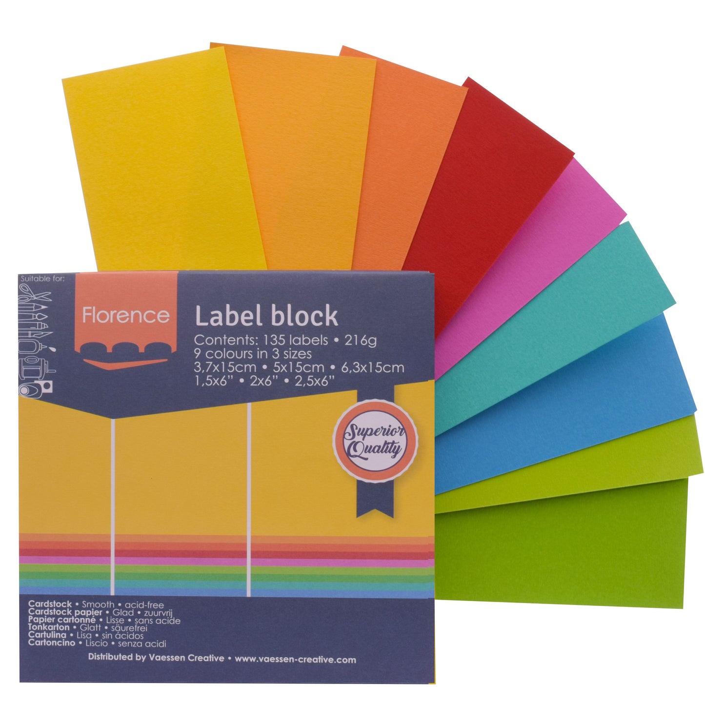 Florence • labelblok 216g brights 135x