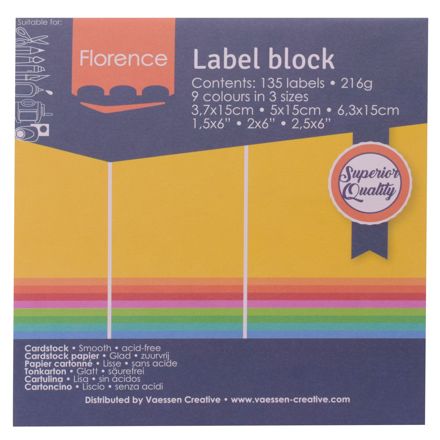 Florence • labelblok 216g brights 135x