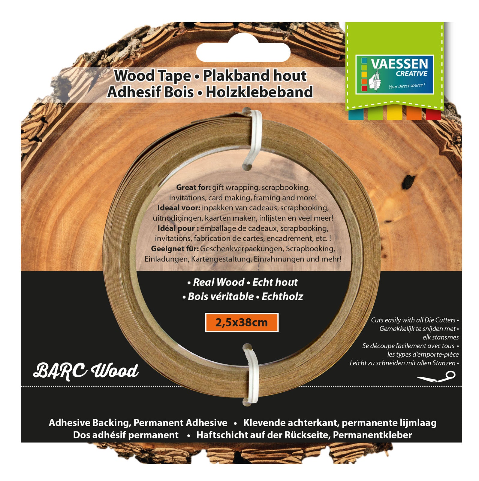Vaessen creative • wood tape collection 2,5cmx4,2m birch wood