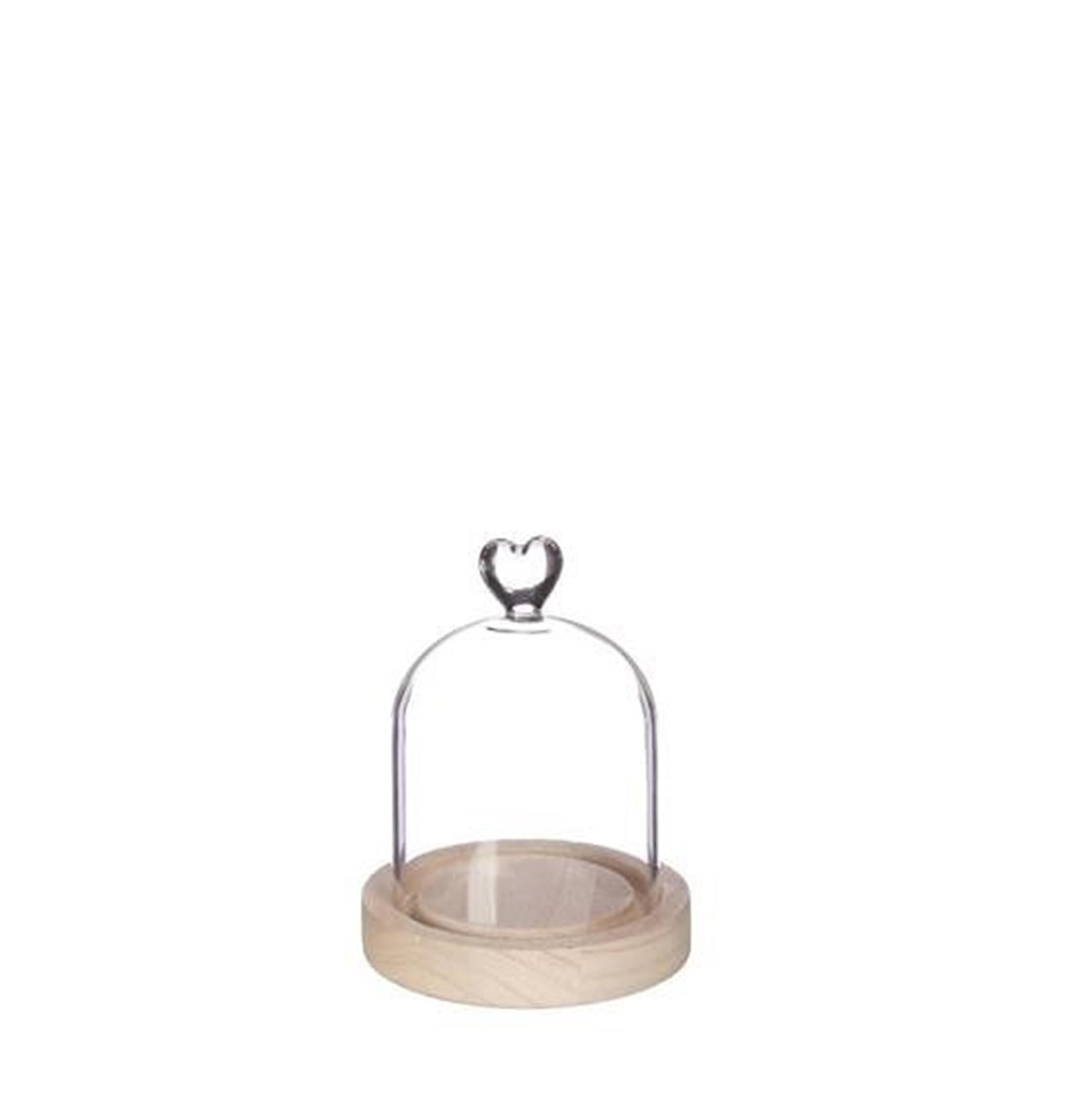 Ideas 4 seasons stolp hart met houten basis ø10xh13cm