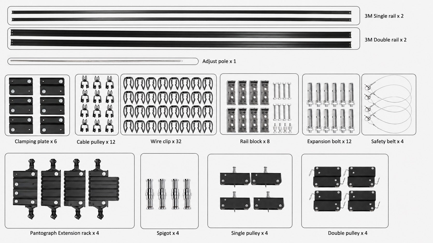 Falcon eyes plafond railsysteem b-3030d 3x3 m incl. 4 pantografen