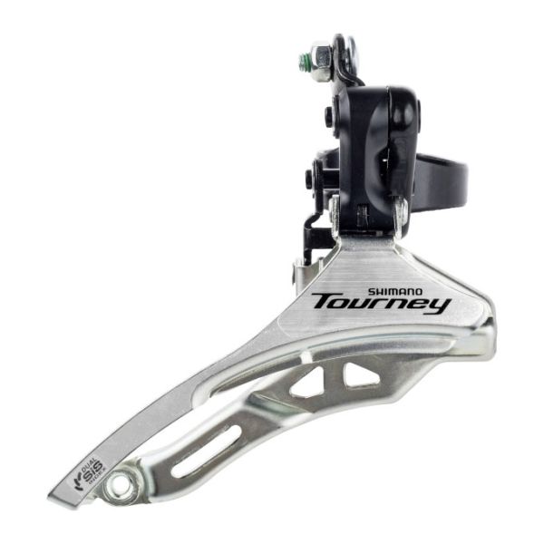 Shimano voorderailleur 3 x 6 7-speed tourney fd-ty300 down swing down pull - hoge klem 34,9 mm 42t (66-69°) - zwart zilver