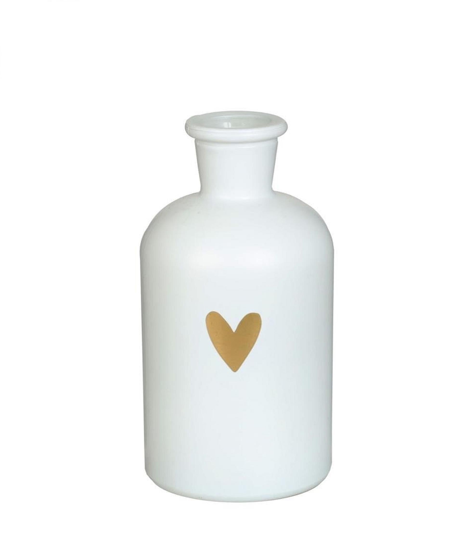 Ideas 4 seasons riga vaas glas wit met gouden hart ã˜7xh12cm