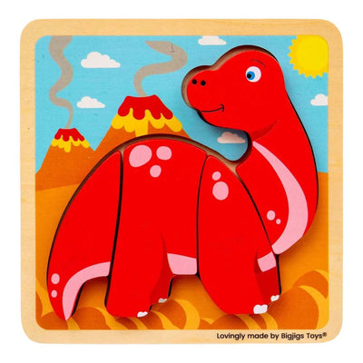 Bigjigs houten vormenpuzzel diplodocus - 4st.