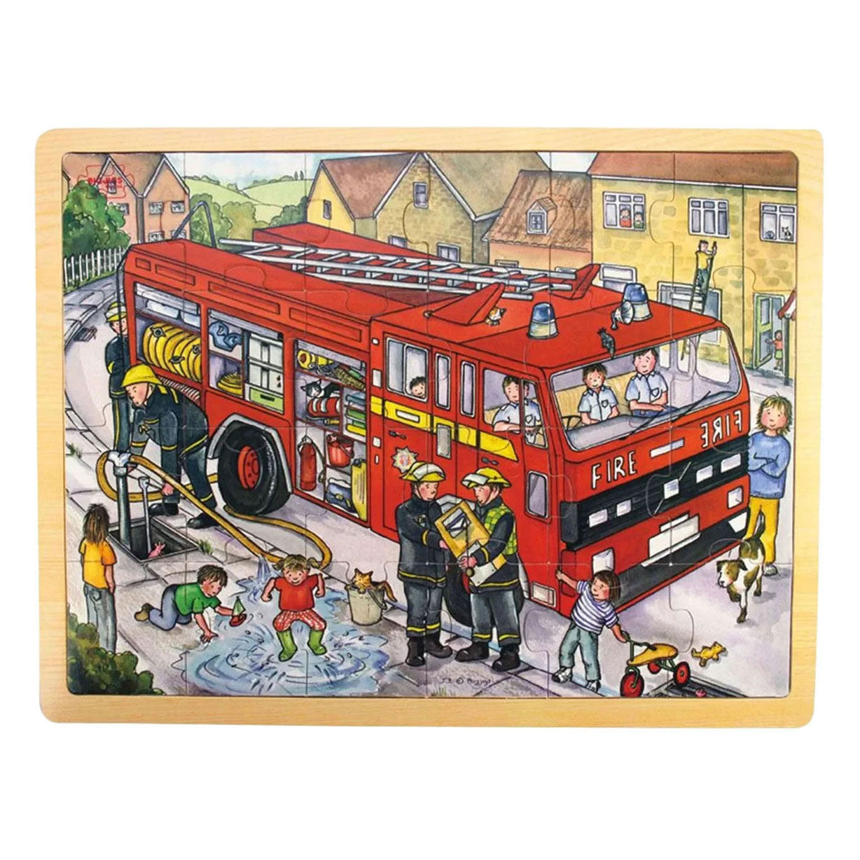 Bigjigs houten legpuzzel brandweerauto - 24st.