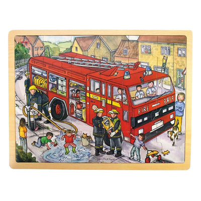 Bigjigs houten legpuzzel brandweerauto - 24st.
