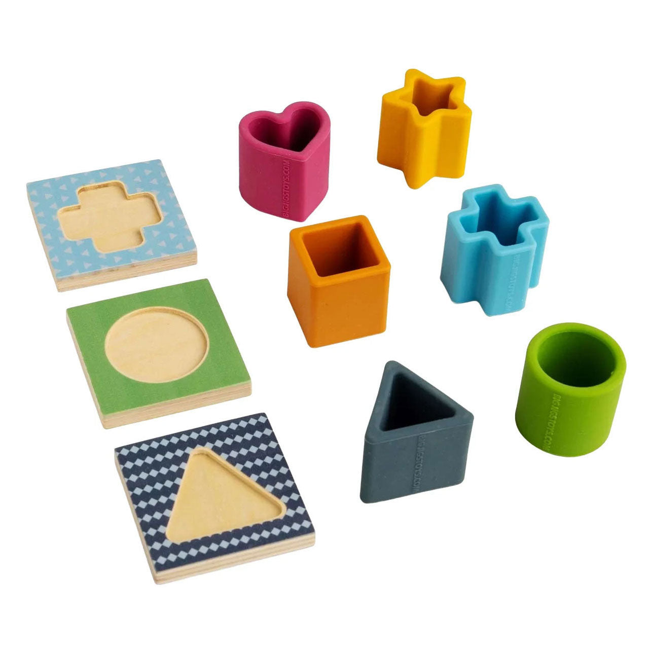 Bigjigs vormenpuzzel hout en siliconen - 13dlg.