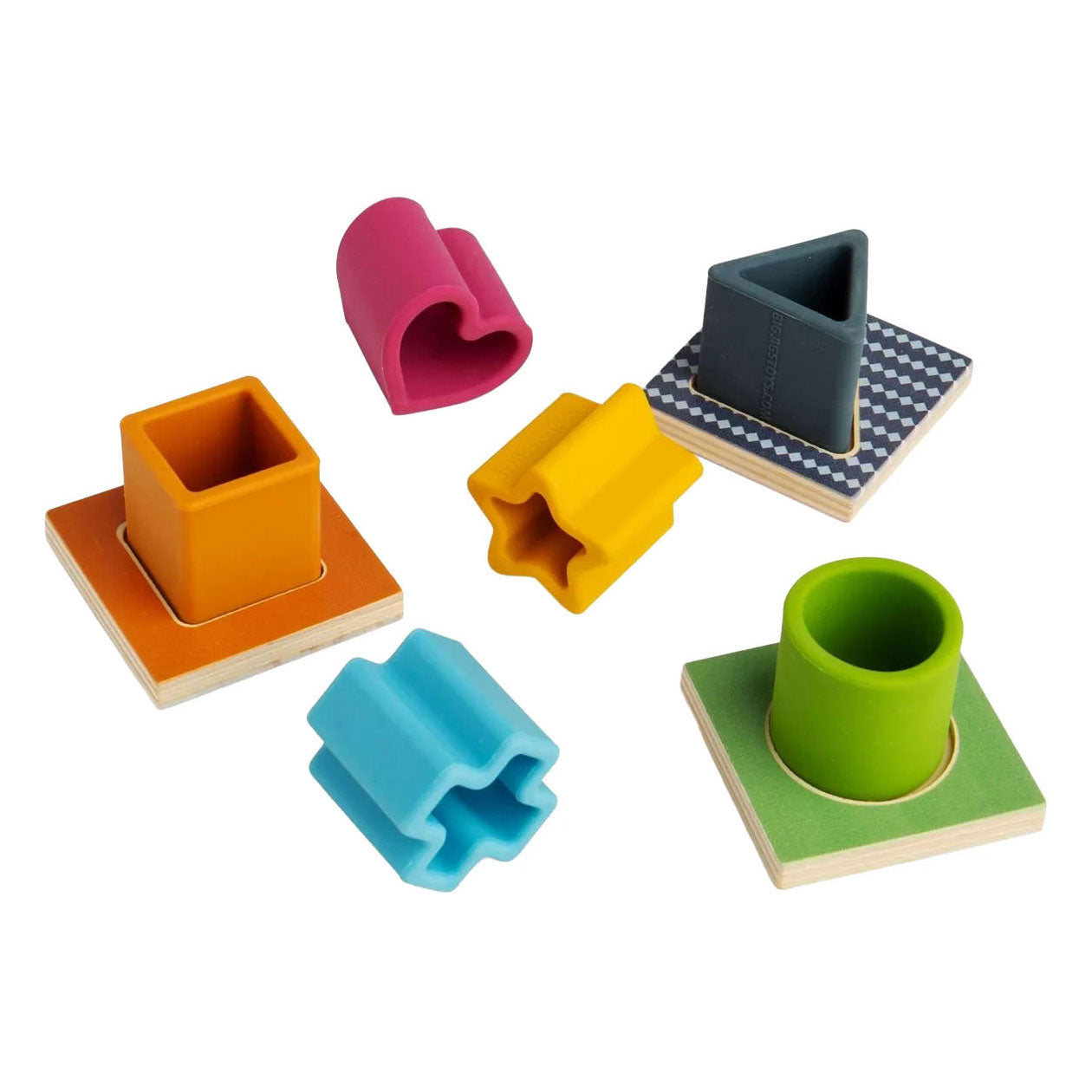 Bigjigs vormenpuzzel hout en siliconen - 13dlg.