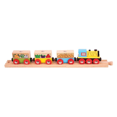 Bigjigs houten groenten en fruit trein - 6dlg.