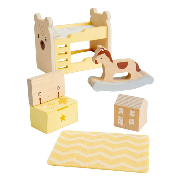 Bigjigs houten poppenhuis meubels kinderkamer - 5dlg.