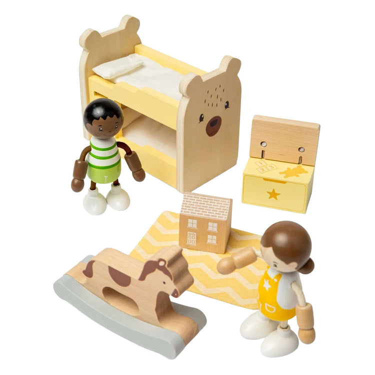 Bigjigs houten poppenhuis meubels kinderkamer - 5dlg.