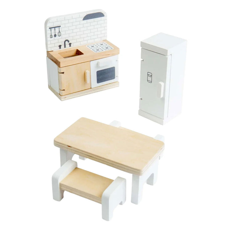 Bigjigs houten poppenhuis meubels keuken - 5dlg.