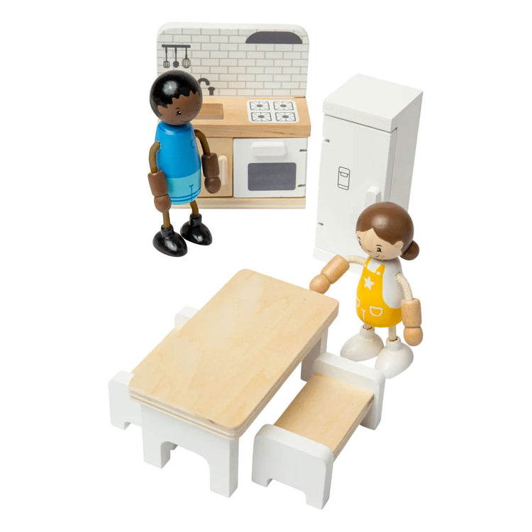 Bigjigs houten poppenhuis meubels keuken - 5dlg.