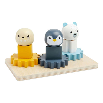 Bigjigs houten tandwielen puzzel noordpool - 10dlg.