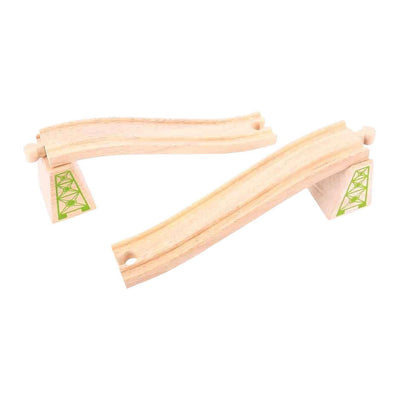 Bigjigs houten rails - op- en afrit - 4dlg.