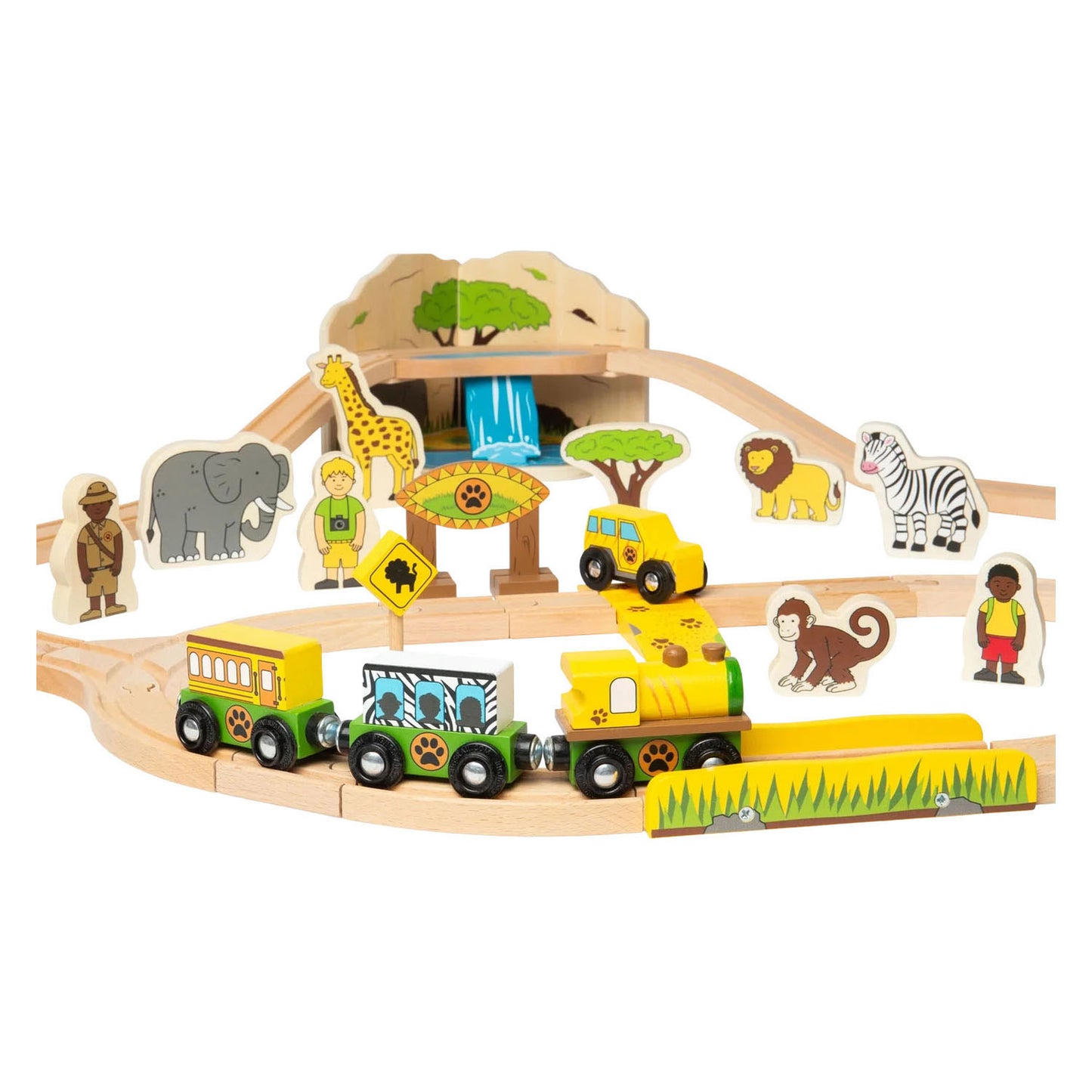 Bigjigs houten treinset safari - 38dlg.