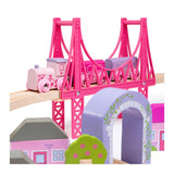 Bigjigs houten treinset stad - roze - afbeelding 2