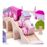 Bigjigs houten treinset stad - roze - afbeelding 5