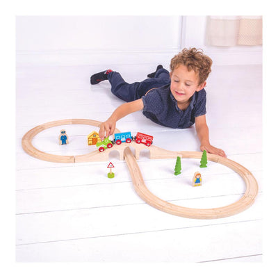 Bigjigs houten treinbaan - - 8-vormig - 26-delig