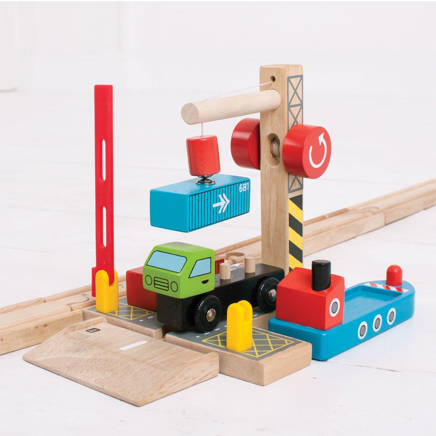 Bigjigs houten rails - container scheepswerf