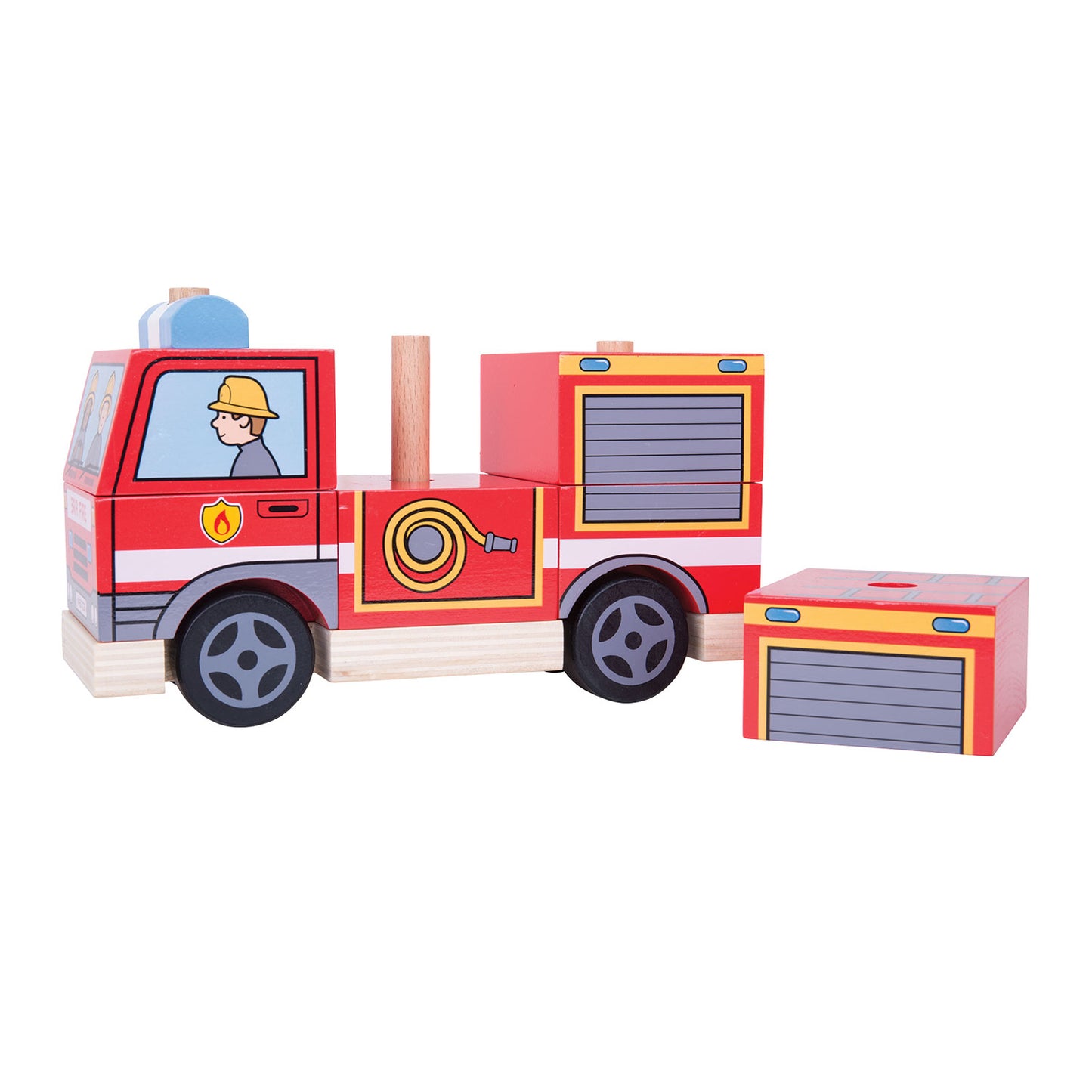 Bigjigs stapelblokken - brandweerauto