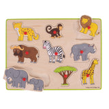 Bigjigs houten knoppuzzel safari - 9 stukjes - afbeelding 2
