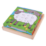Bigjigs houten blokpuzzel boerderijdieren - afbeelding 1