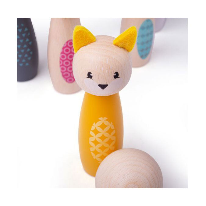 Simply scandi bigjigs toys - kegelspel 'bosdieren' - hout speelgoed - houten kegelspel - 7-delig