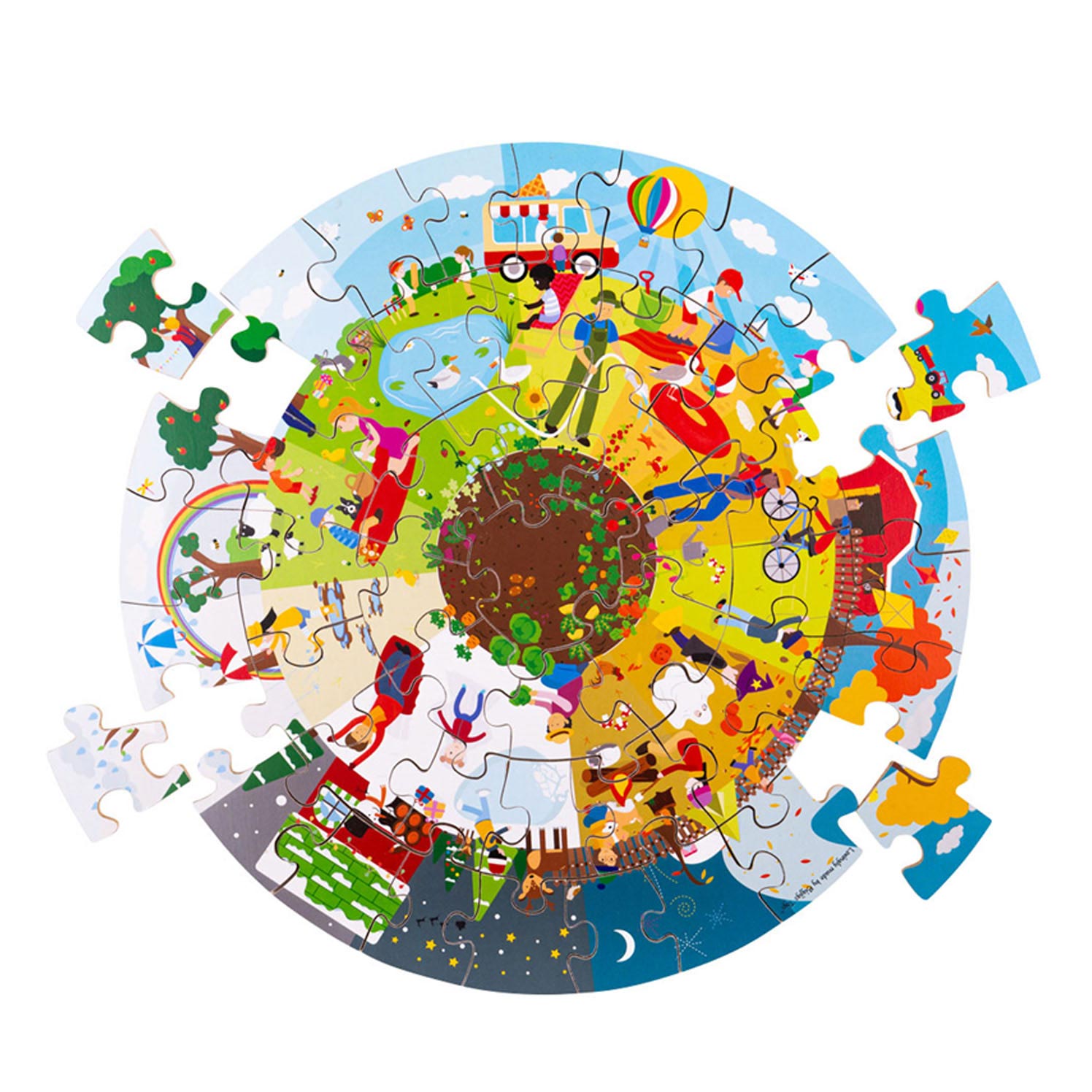 Bigjigs vier seizoenen ronde vloerpuzzel.