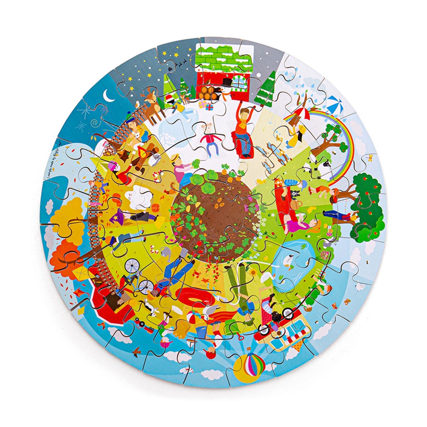 Bigjigs vier seizoenen ronde vloerpuzzel.