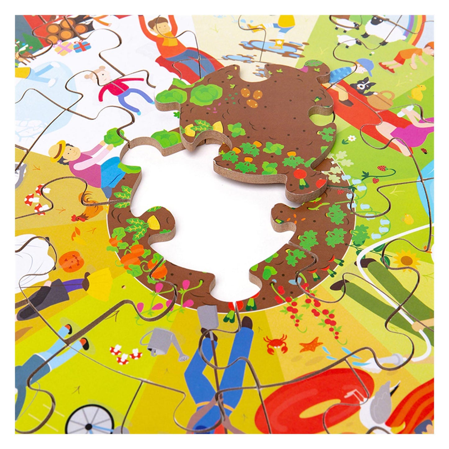 Bigjigs vier seizoenen ronde vloerpuzzel.