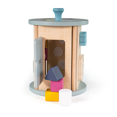 Bigjigs rollende activiteitenbox en vormenstoof van hout, 5dlg.