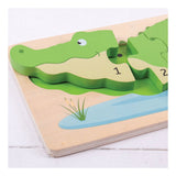 Bigjigs houten telpuzzel krokodil, 10st. - afbeelding 3