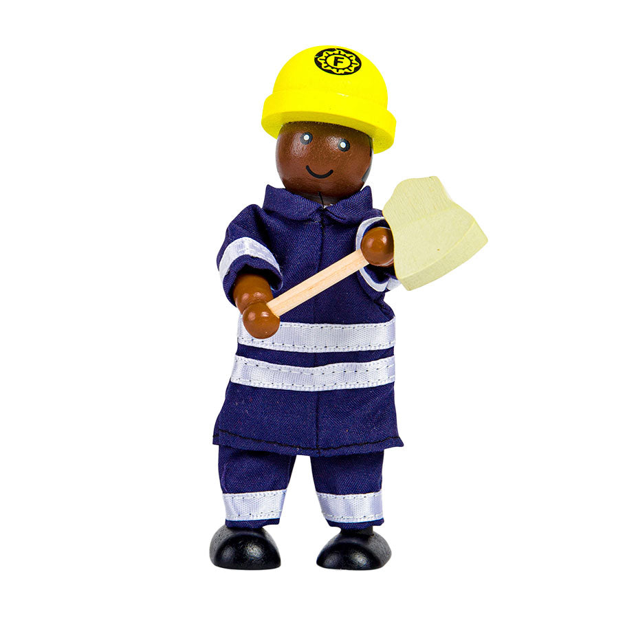 Tidlo houten poppenhuis poppen brandweermannen, 4st.