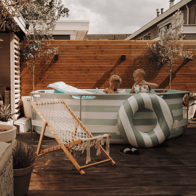 Swim essentials luxe groen gestreept zwembad rond