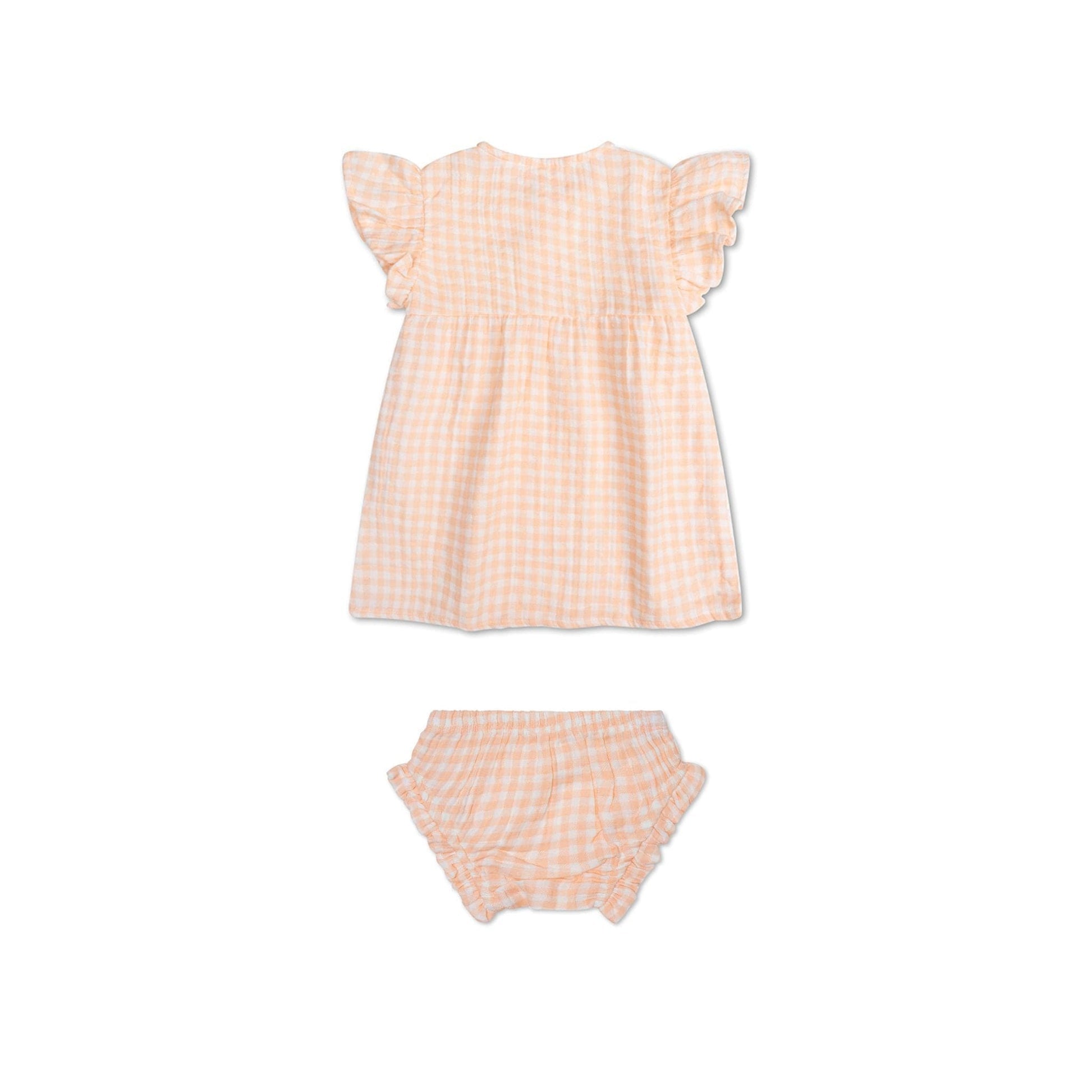 Sunset grid | oranje wit meisjes set strand- muslin
