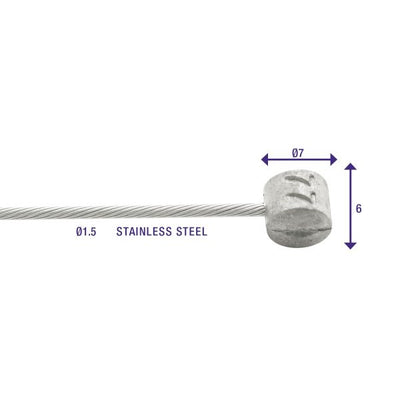 Rem binnenkabels Elvedes 2250mm RVS Slick Ø1,5mm T-nippel (100 stuks)