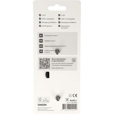 Simson achterlicht aurora x-line c - usb-c oplaadbaar