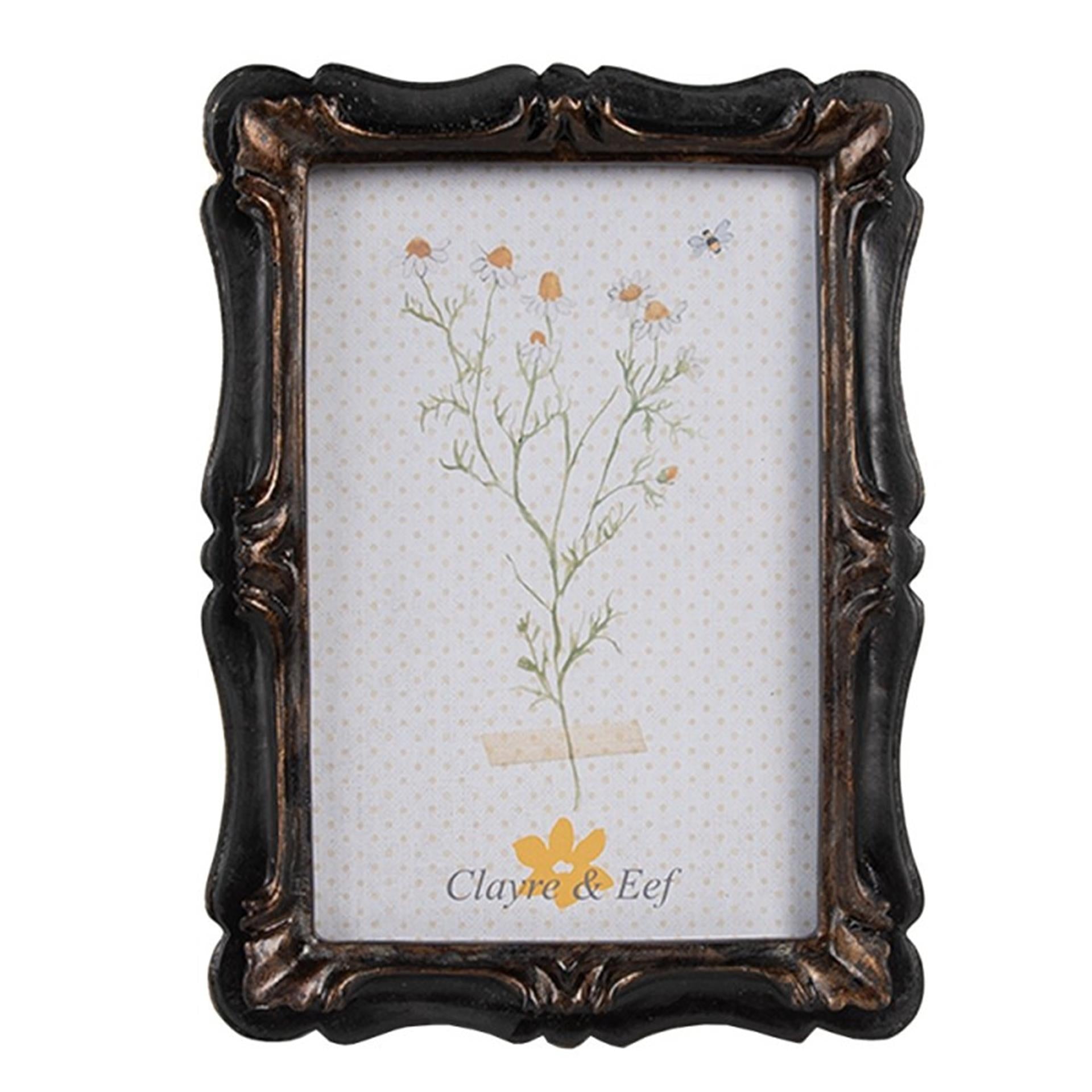 Clayre eef fotolijst zwart bruin 14x2x19cm 10x15cm