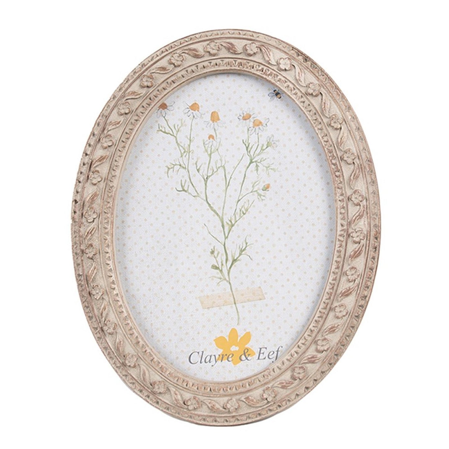 Clayre eef fotolijst ovaal beige goud 14x2x19cm 10x15cm