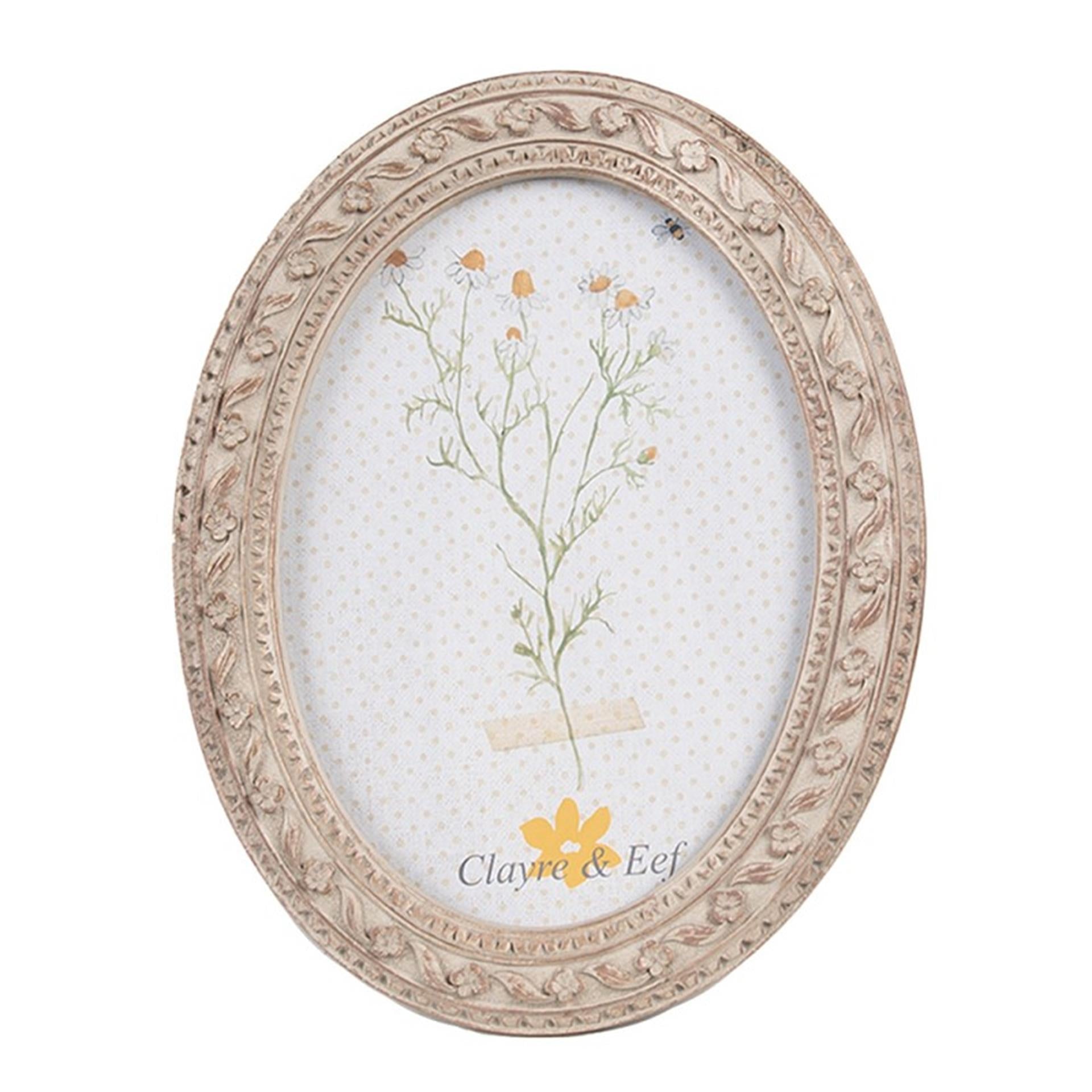 Clayre eef fotolijst ovaal beige goud 14x2x19cm 10x15cm